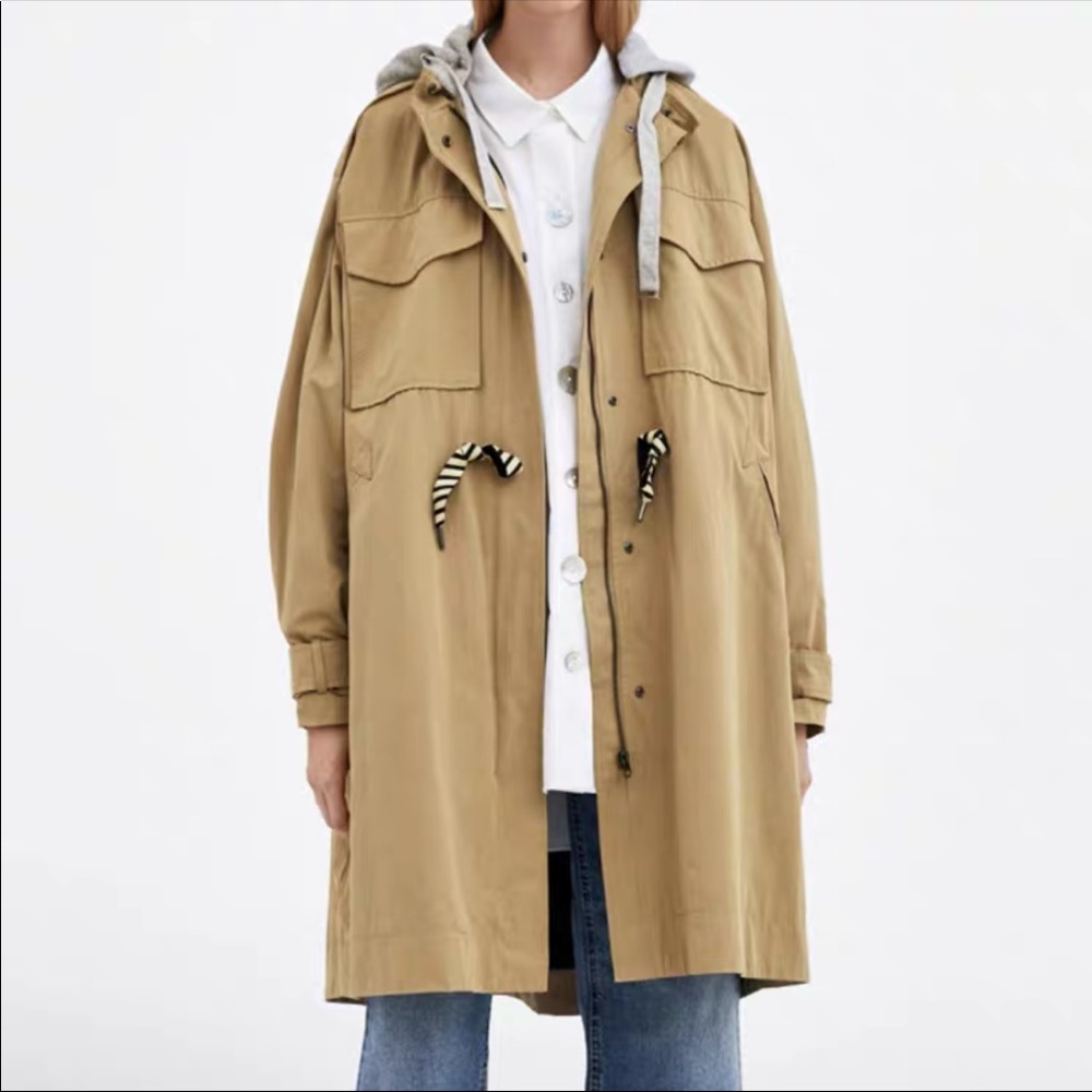 Worn twice Zara hooded trench coat - Picture 3 of 10